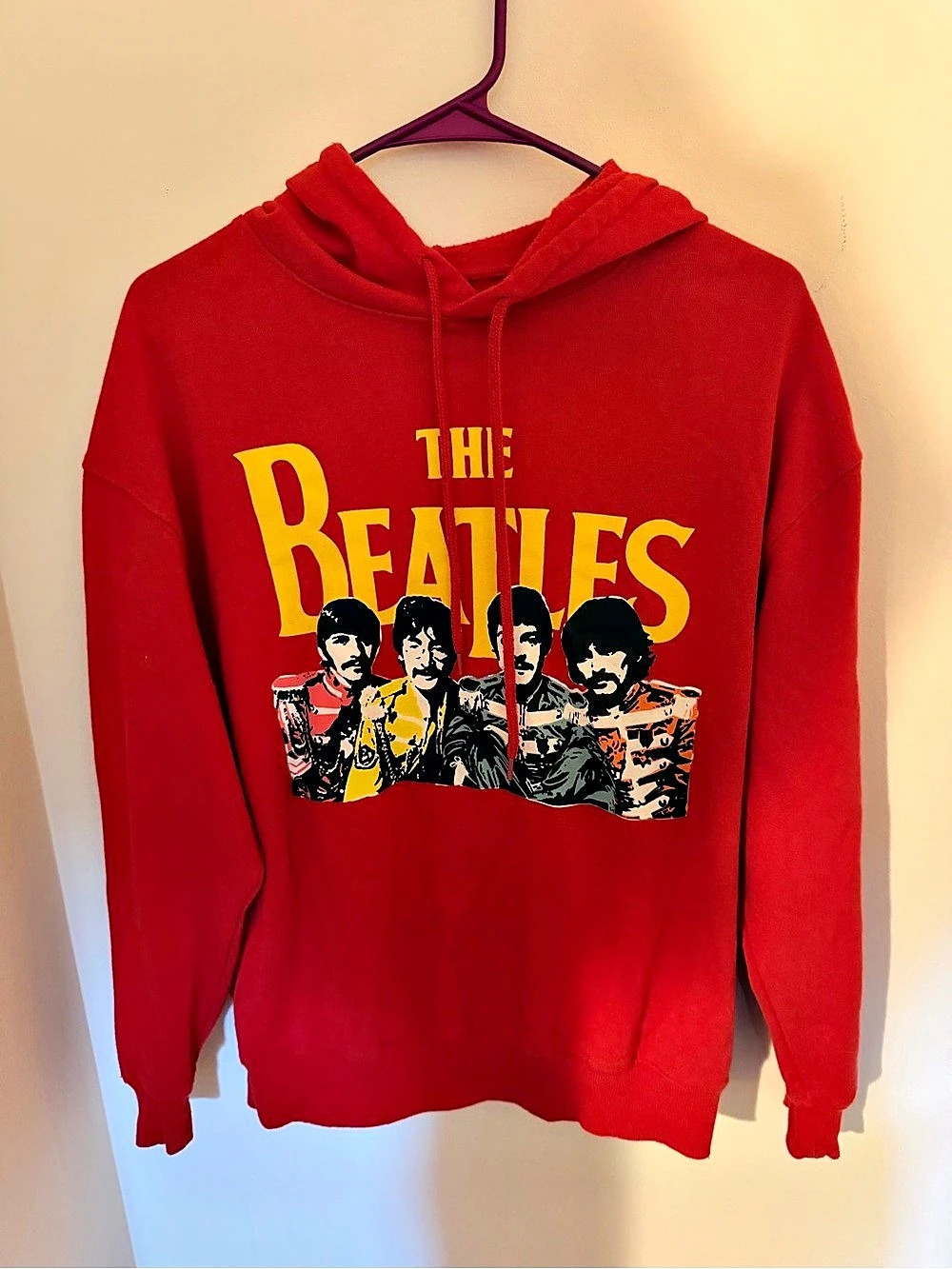 The Beatles Band Portrait Red Pullover Hoodie & Yellow Hoodie Medium